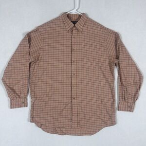 Lands’ End Mens Plaid Long Sleeve Button Down Shirt Size 17 - 35 Orange Cotton